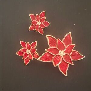 Elegant Red Floral Jewelry Set